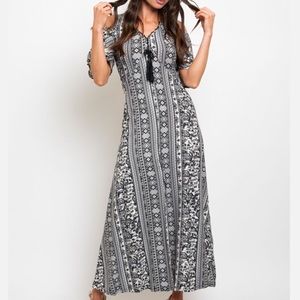 Women’s Cold Shoulder Floral Maxi Boho Split Dress